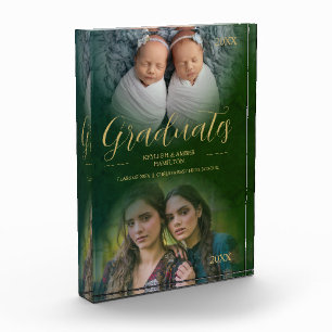 Whimsical Then Now Twins Photo Graduates TMF26 Block