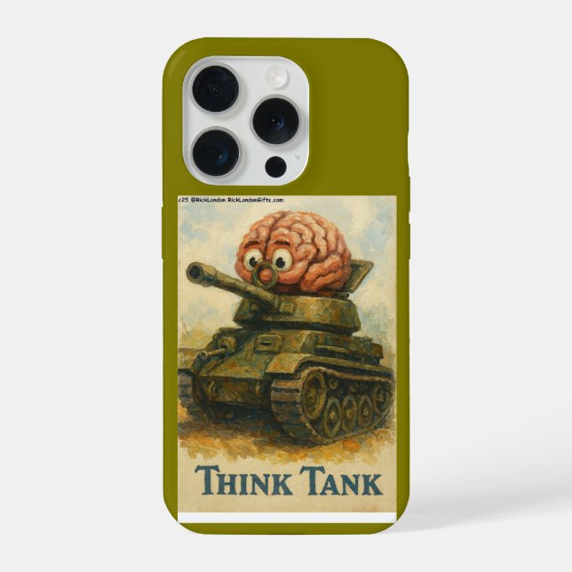 Whimsical Think Tank Cartoon Design iPhone Case (Back)