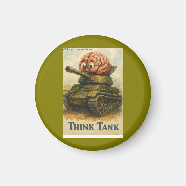 Whimsical Think Tank Cartoon Design Magnet (Front)