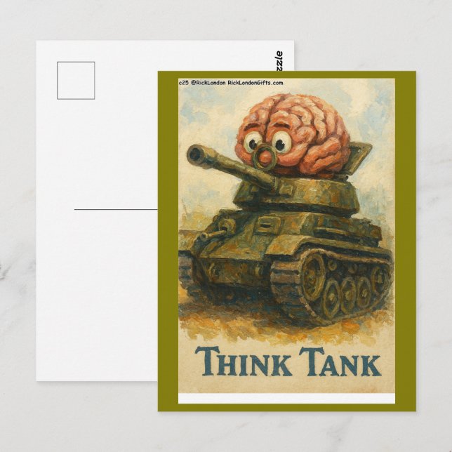Whimsical Think Tank Cartoon Design Postcard (Front/Back)
