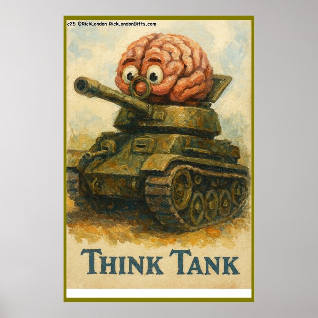 Whimsical Think Tank Cartoon Design Poster (Front)