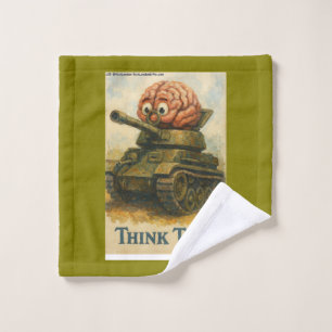 Whimsical Think Tank Cartoon Design Wash Cloth