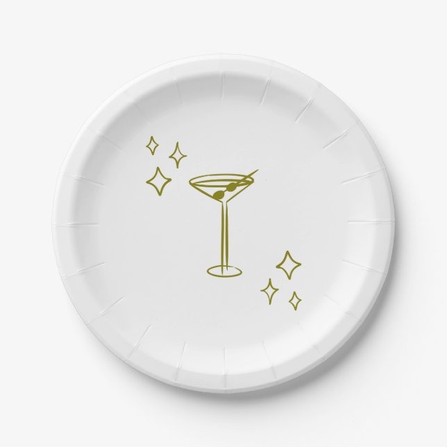 Whimsical Tini Bit Older Martini Birthday Paper Plate (Front)