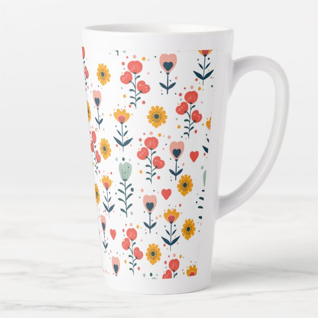 Whimsical Tiny Floral Pattern Tote Bag Latte Mug (Right)