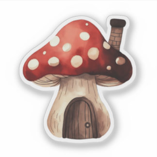 Whimsical Toadstool Mushroom House Illustration