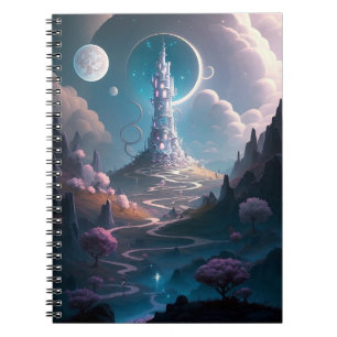 Whimsical Tower Landscape Fantasy Art Notebook