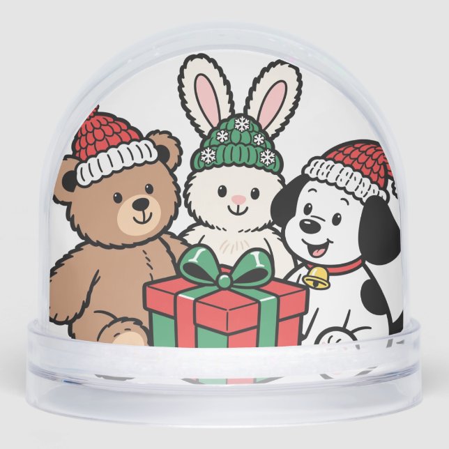 Whimsical Toys and Christmas Gifts in Snow Globe (Front)
