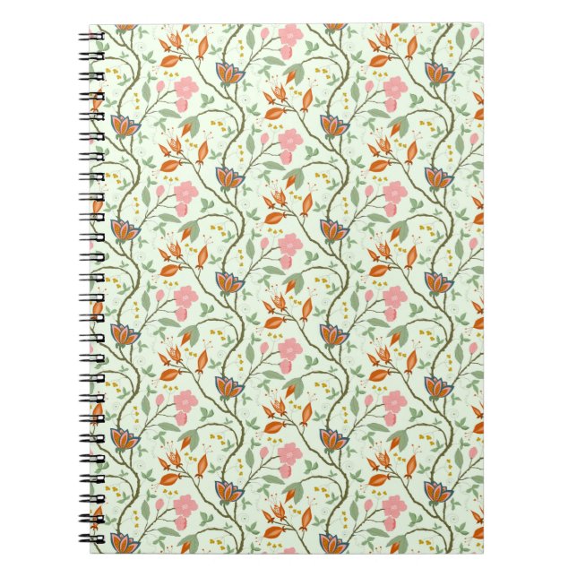 Whimsical Trailing Folk Art Floral Notebook (Front)