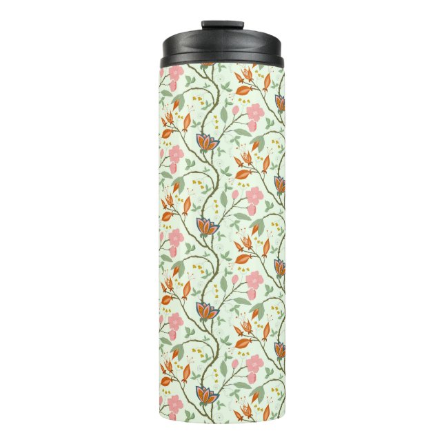 Whimsical Trailing Folk Art Floral Thermal Tumbler (Front)