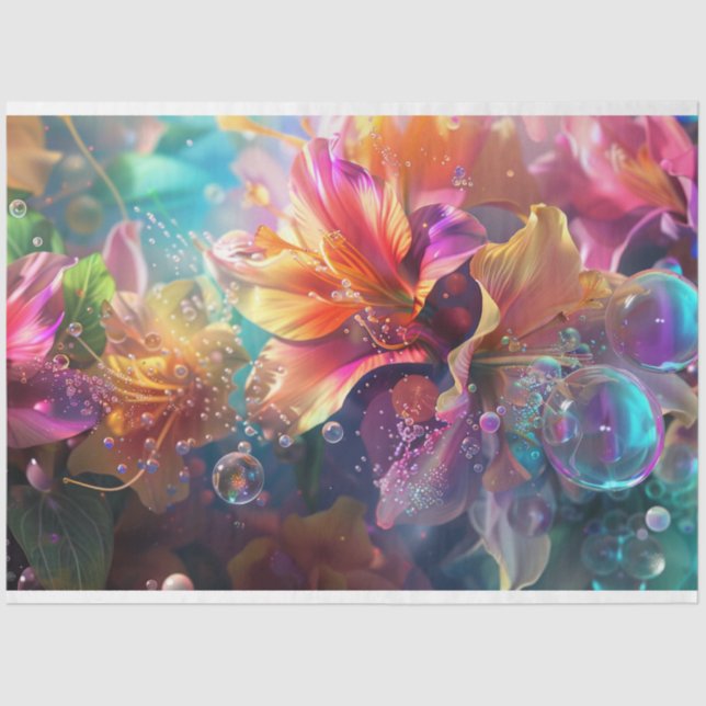 Whimsical Translucent Vibrant Coloured Calla Lilli Tissue Paper (Front)