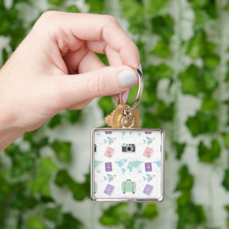 Whimsical Travel Doodle Keychain – Cute Adventure