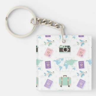 Whimsical Travel Doodle Keychain – Cute Adventure