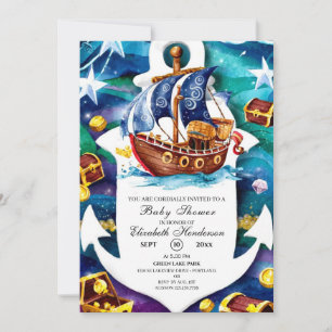 Whimsical Treasure Pirate Baby Shower Invitation