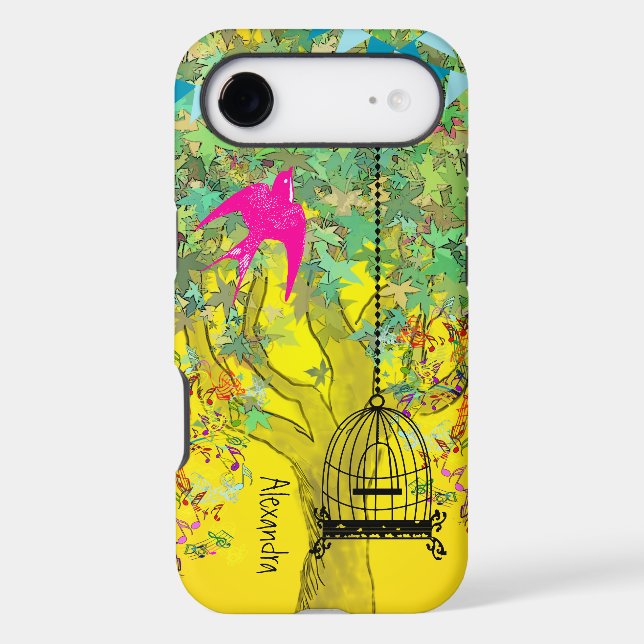Whimsical Tree Birdcage Bright Colour Musical Note (Back)