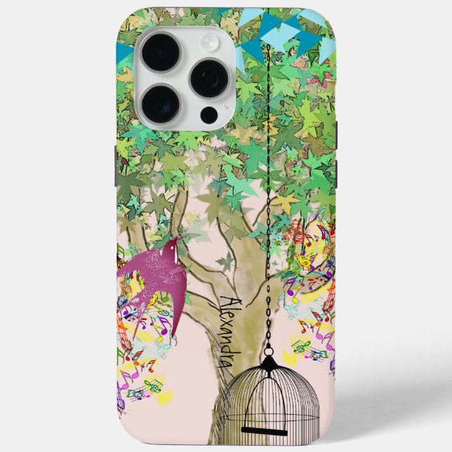 Whimsical Tree Birdcage Bright Colour Musical Note Case-Mate iPhone Case (Back)