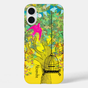 Whimsical Tree Birdcage Bright Colour Musical Note iPhone 16 Plus Case