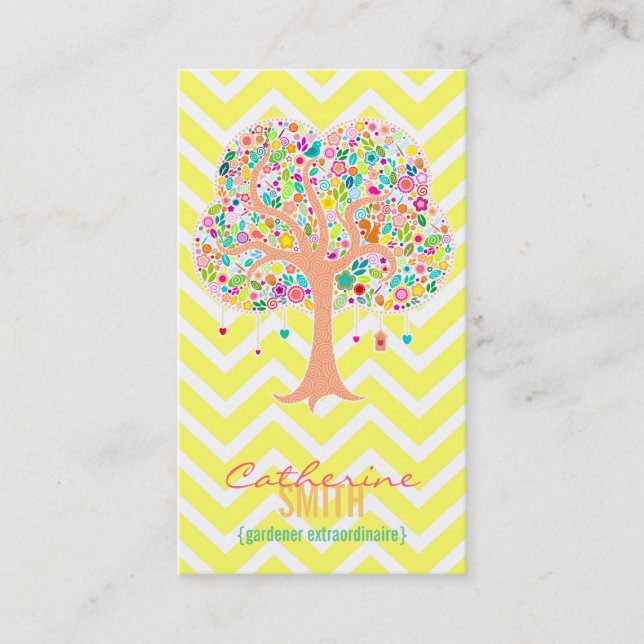 Whimsical Tree - Custom (Vertical) Business Cards (Front)
