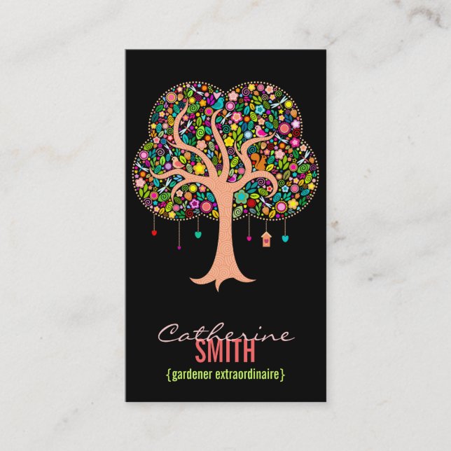 Whimsical Tree - Custom (Vertical) Business Cards (Front)