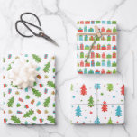 Whimsical Tree & Gifts Christmas Patterns Wrapping Paper Sheet<br><div class="desc">Red,  green and blue Christmas wrapping paper set with three patterns of Christmas trees and wrapped gifts,  all in a whimsical retro style. Wrap your gifts this Christmas with a matching set of three wrapping paper sheets with whimsical Christmas patterns in red,  green,  and blue against a white background.</div>