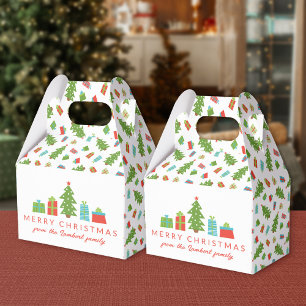Whimsical Tree & Gifts Merry Christmas Favour Box