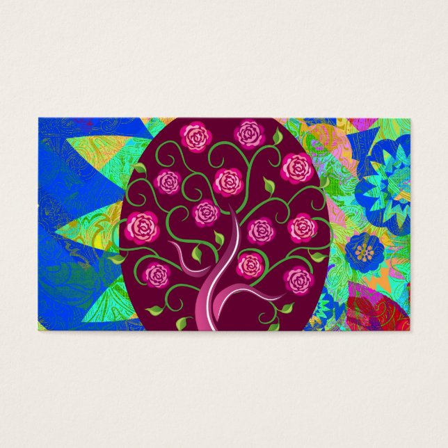 Whimsical Tree of Life Roses Colourful Abstract (Front)