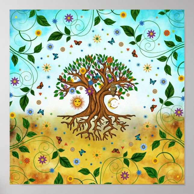 Whimsical Tree of Life - Yggdrasil Poster (Front)