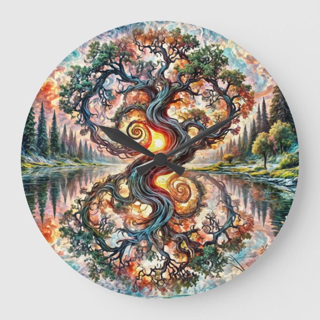 Whimsical Tree Timepiece Large Clock (Front)