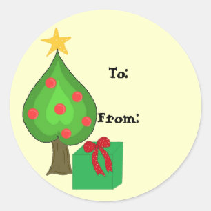 Whimsical Tree With Star Classic Round Sticker