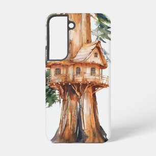 Whimsical Treehouse Watercolor Design Art Samsung Galaxy Case