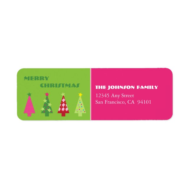 Whimsical Trees Holiday Address Labels (pink) (Front)