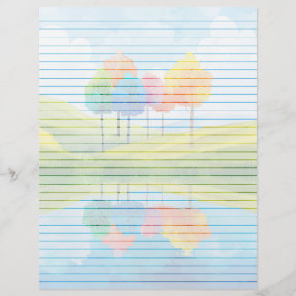 Whimsical Trees Lined - 8.5" x 11" Stationery