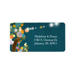 Whimsical Trees Teal Wedding Address Label