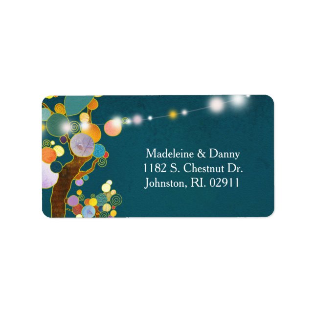 Whimsical Trees Teal Wedding Address Label (Front)