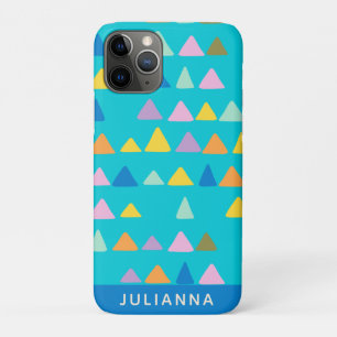 Whimsical Triangle Pattern Turquoise Personalised iPhone 11 Pro Case