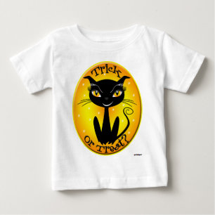 Whimsical Trick or Treat? Cat with stars Baby T-Shirt