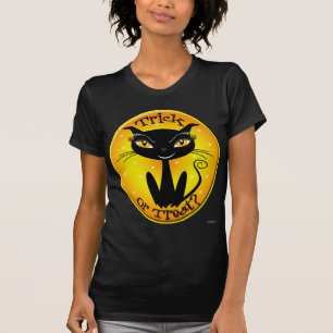 Whimsical Trick or Treat? Cat with stars T-Shirt