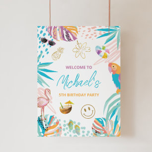 Whimsical Tropical Birthday Welcome Sign