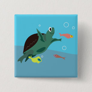 Whimsical Tropical Fish Ocean Art 15 Cm Square Badge