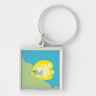 Whimsical Tropical Fish Ocean Art Key Ring