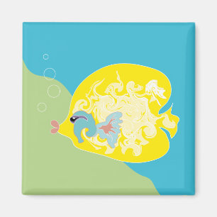Whimsical Tropical Fish Ocean Art Magnet