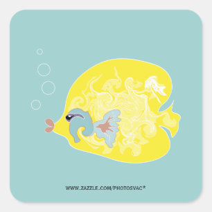 Whimsical Tropical Fish Ocean Art Square Sticker