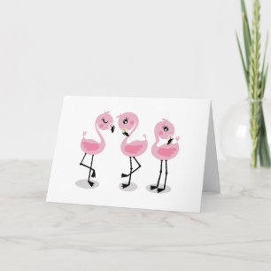 Whimsical tropical flamingos card