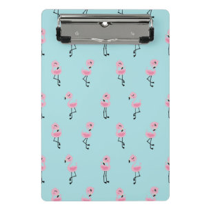 Whimsical tropical flamingos mini clipboard