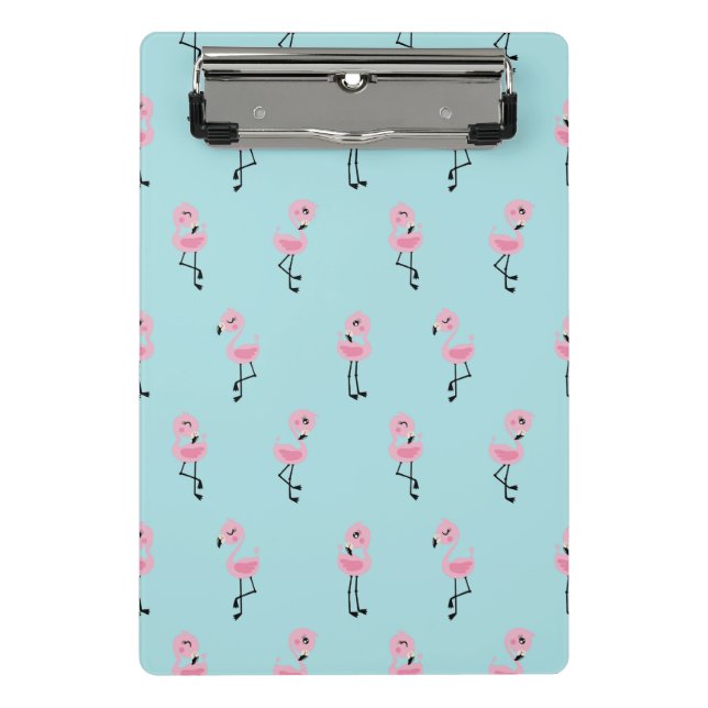 Whimsical tropical flamingos mini clipboard (Front)