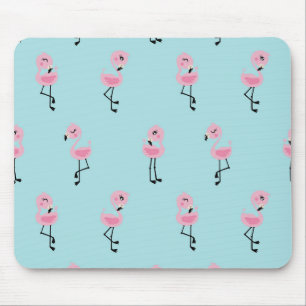 Whimsical tropical flamingos mouse pad