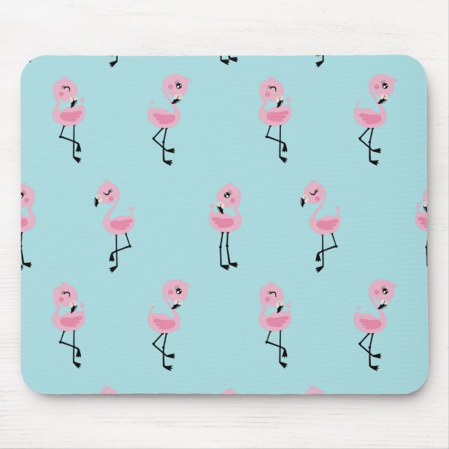Whimsical tropical flamingos mouse pad (Front)