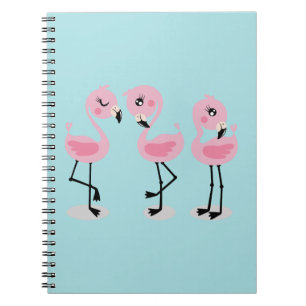Whimsical tropical flamingos notebook