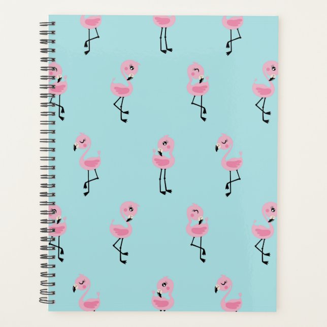 Whimsical tropical flamingos planner (Front)
