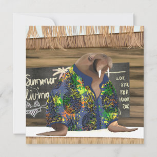 Whimsical Tropical Hawaiian Walrus Marine Life