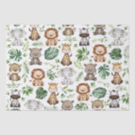 Whimsical Tropical Jungle Safari Wild Animals Tissue Paper<br><div class="desc">Adorable jungle-themed tissue featuring cute safari animals and watercolor tropical leaves</div>